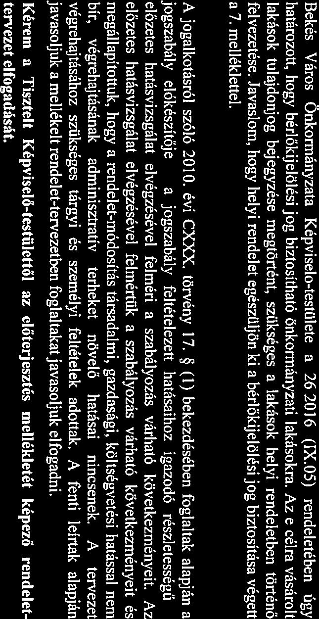 a ékés Város Önkormányzata Képviselő-testülete a 26/2016 (IX.05) rendeletében Úgy határozott, hogy bérlőkijelölési jog biztosítható önkormányzati lakásokra.