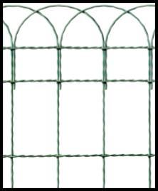DÍSZKERÍTÉSEK JARDINET - drótvastagság: 2,2/3,2mm - szemméret: 150 x 90mm - felületkezelés: műanyaggal bevont horganyzott drótból (RAL6005 Zöld), fonott - 25m kiszerelés Típus JARDINET Magasság (cm)