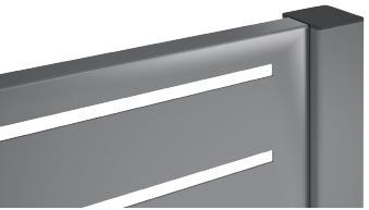 K MODERN PANEL KERÍTÉS MP-04 MP-04 Paraméterek Felfogató: OB082 Kitöltés: 2mm horganyzott acél betét A hézagokat lézerrel vágják ki 15mm szélesen Maximum magasság: 1440 mm 1390 Maximum panelhossz: