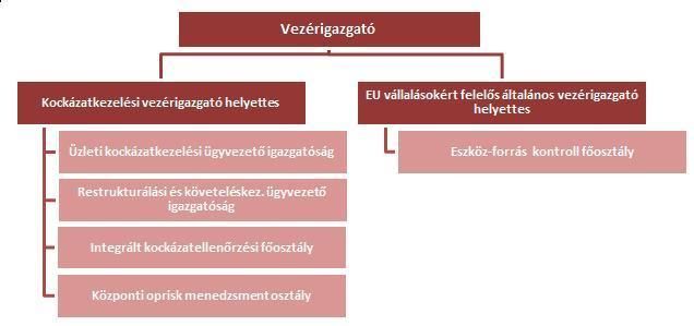 A kockázatkezelési terület szervezeti felépítése: Kockázatkezelési vezérigazgató-helyettes Üzleti Kockázatkezelési Ügyvezető Igazgatóság feladatai: az illetékességébe tartozó kockázatok prudens