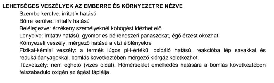 7. feladat Összesen 10 pont Egy háztartásban is használt anyag biztonsági adatlapján a következő olvasható: A) Soroljon fel minimum három olyan munkavédelmi szabályt, amelyet az anyag használata
