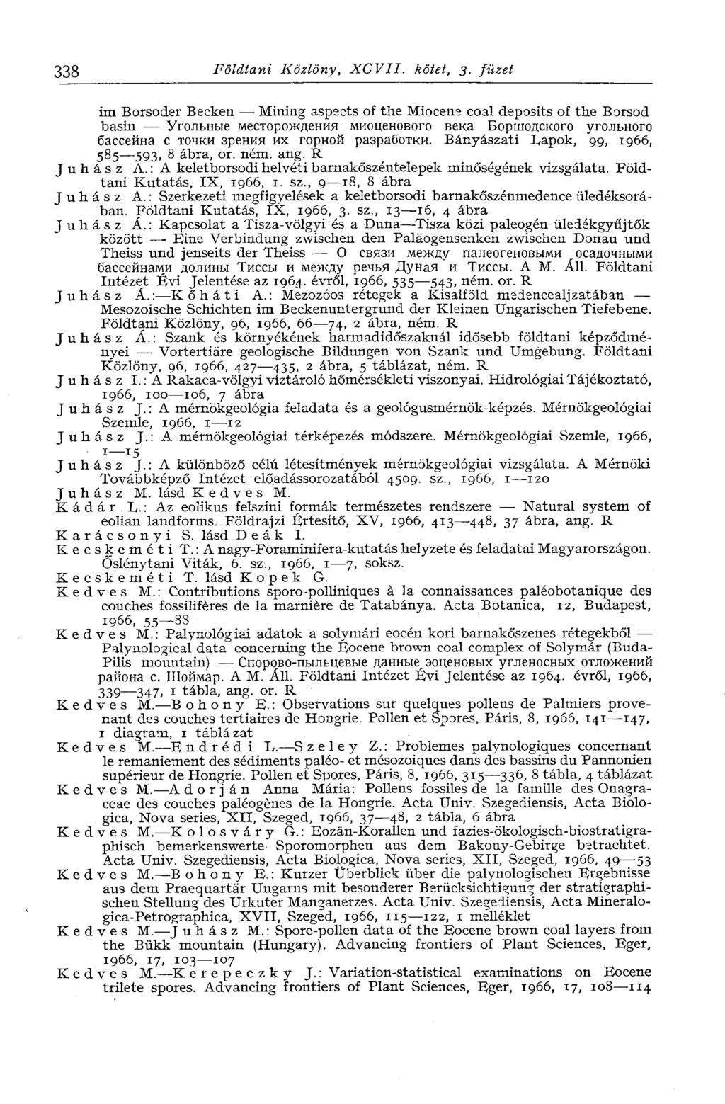 338 Földtani Közlöny, XCVII. kötet, 3.