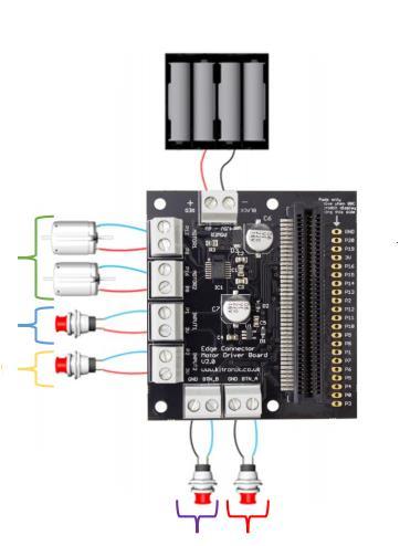 M1 és M2 motor vezérlése: P12 és P8 P16 és P0 PIN keresztül P1 felhasználható, mint bemenet vagy kimenet digitális / analóg mód. További 3V csatlakozás.