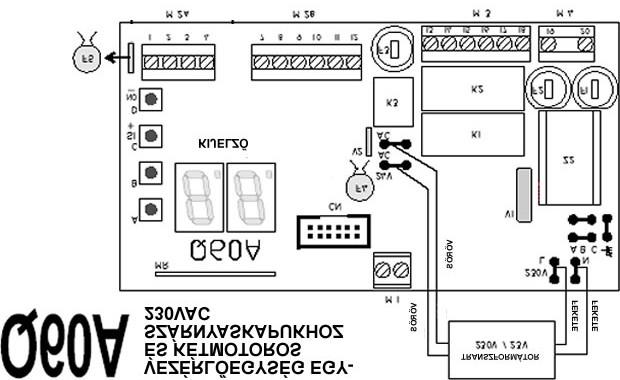 9. oldal Q60A VEZÉRLÉS EGY- VAGY KÉTSZÁRNYAS KAPUKHOZ A VEZÉRL EGYSÉG RÉSZEI A menü választó gomb B almenü választó gomb, valamint a menüpontok közötti léptetés C a beállított érték növelése, vagy