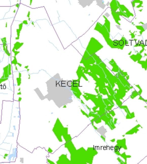 Erdőtelepítésre alkalmas terület övezete (2504 ha) Jelen módosítással