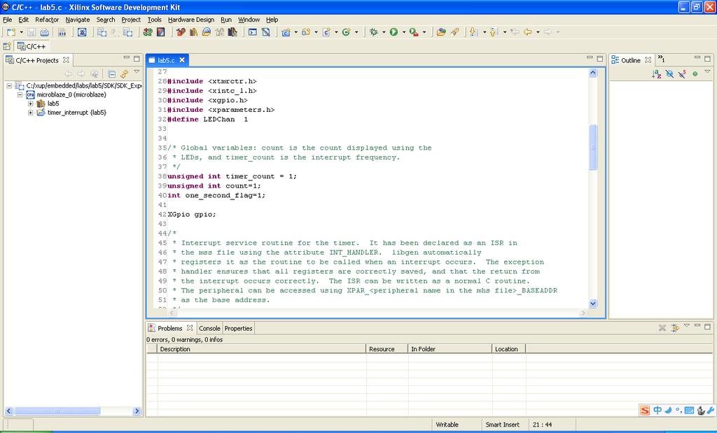 Software Development Kit (SDK) C/C++ perspektíva: C/C++ szerkesztő: A forráskód szerkesztése C/C++ projekt nézet: A projekt elemeinek listája Ikonok az azonosításhoz