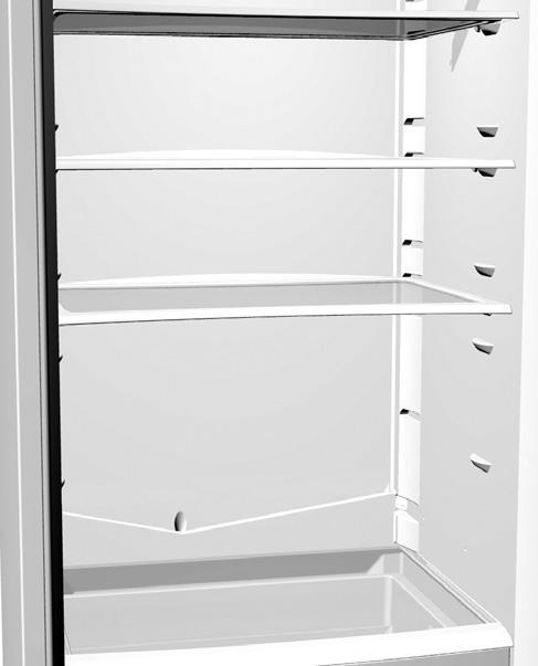 A készülék leolvasztása A hűtőszekrény automatikus leolvasztása A hűtőszekrényt nem szükséges leolvasztani, mivel a készülék belső hátsó falán felgyülemlő jég automatikusan elolvad.