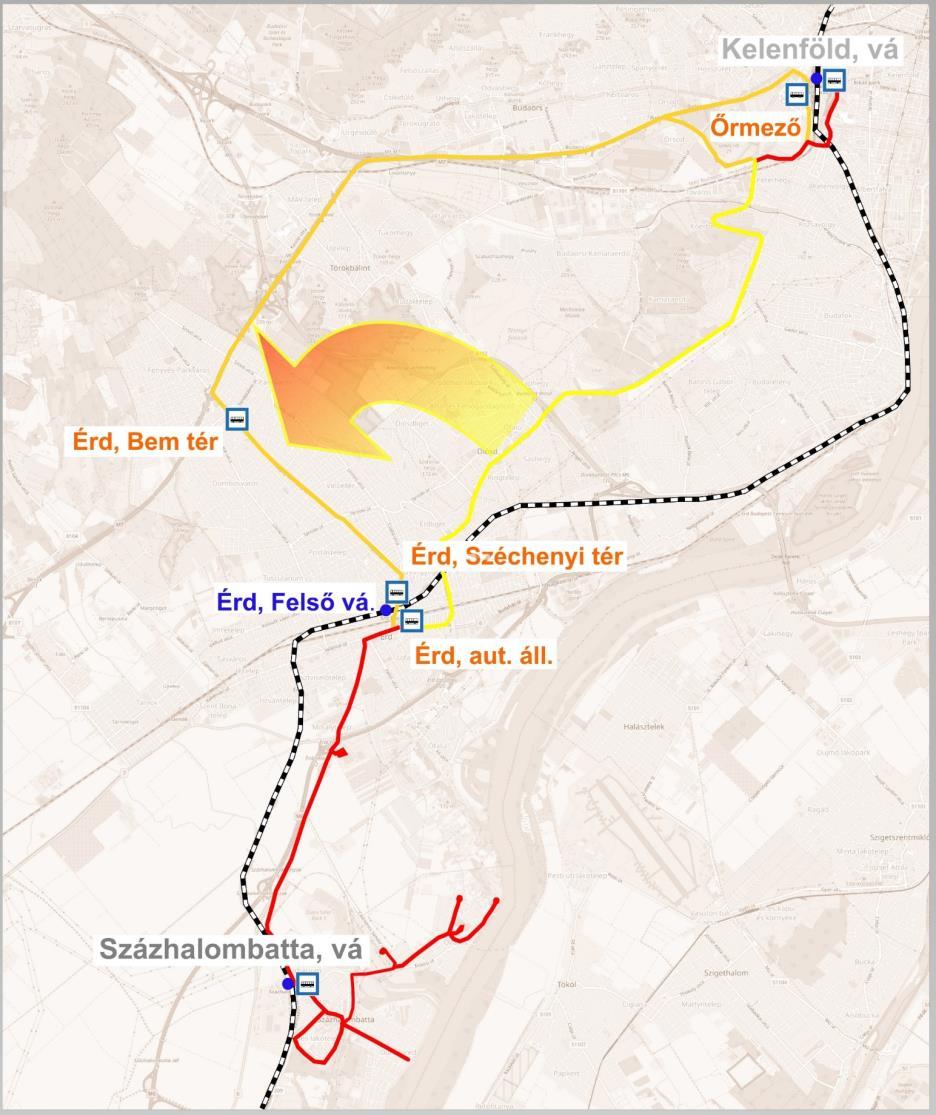 Hálózat és menetrend - Százhalombatta térsége A vasúti rá- és elhordás erősítése Érd és Budapest között a 7-es sz.