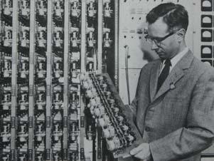 The perceptron also had a patch board, shown in the middle photograph, rent configurationsa of perceptron-t input features Rosenblatt to be tried.