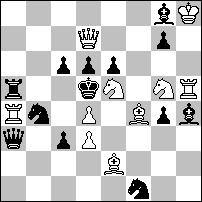 12 A22 Viktor Csepizsnij Moszkva Bajnoksága 1999. 1. hely #2 10+13 Megoldás: 1. e4? [2. xd6#] 1... b~ (a) 2. xc6# (A), 1... xd4 (b) 2. xc6# (B), 1... e7!; 1. xg4? [2. xd6#] 1... b~ (a) 2. f3# (C), 1.