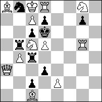 2 A1 Henk és Piet Le Grand Probleemblad, 1985. 3. dicséret #2 12+9 Megoldás: 1. b7? [2.cxb8, # (A)] 1... cxb4 2. e4#, de 1... bxb4! (a); 1.e4? [2. f4# (B)] 1... bxb4 b7#, de 1... cxb4! (b); 1. xd7!