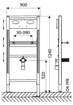 sárgaréz szerelvénycsatlakozás, menet: 1/2 belső menet (vízvezetékek közötti távolság: 306 mm) Vakolat alatti szifon, HAAS Mosdó rögzítő menetes szár M 10 x 110 mm védőcsővel, anyával és