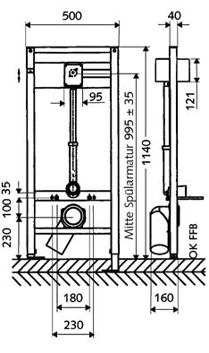 Szerelőmodulok SCHELL COMPACT II WC-szerelőmodul SCHELL COMPACT II falba építhető WC-öblítőszelepekhez Beépítés magassága 1140 mm Mechanikus vagy elektronikus működtetéshez Szerelőmodul tartófalhoz