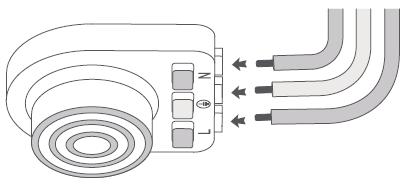 3. A vezetékek bekötő nyílása 1,5-2,5mm 2 átmérőjű vezetékek bekötését teszi lehetővé. Csupaszítsa le a vezetékeket 11-13mm hosszúságban és kösse be a fázis, a nulla és a földelés vezetéket!