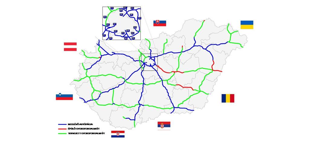 Magyarország autópályái 2017 Forrás: http://www.