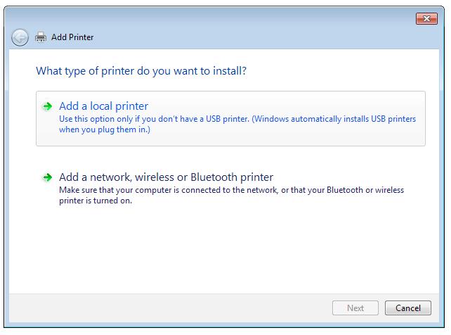 A Windows asztalról kattintson a Start > Devices and Printers (Eszközök és nyomtatók) > Add a printer (Nyomtató hozzáadása) elemre az Add Printer