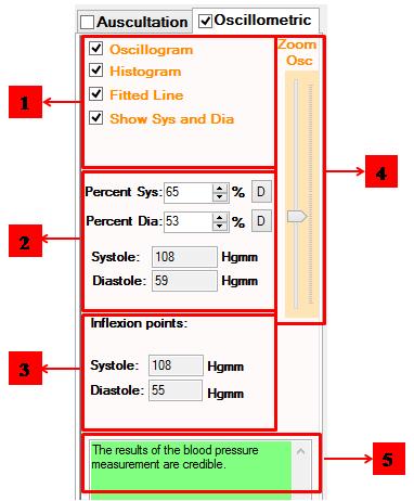 3.3 Blood pressure measurement refreshed. The range of the Spinners is 0... 100. There are two Buttons next to the Spinners which restore the default ratios.