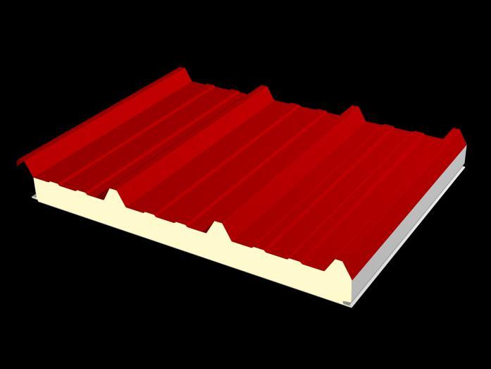 PIR habos szendvicspanel Tetőpanel Műszaki paraméterek Szigetelő mag: PIR hab Teljes szélesség: 1059 mm Fedőszélesség: 1000 mm Hosszúság: 3.000 mm 13.