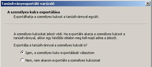 A kulcs és tanúsítvány exportálásához indítson Internet Explorer böngészőt. 2. Navigáljon el a tanúsítványok menüponthoz.