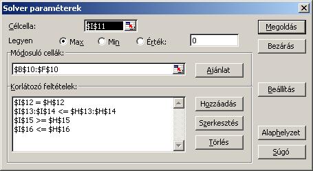 1. ábra: Az Excel Solver párbeszédablaka AAA BBB CCC 1. táblázat: A mezőgazdasági üzemek száma 2005.