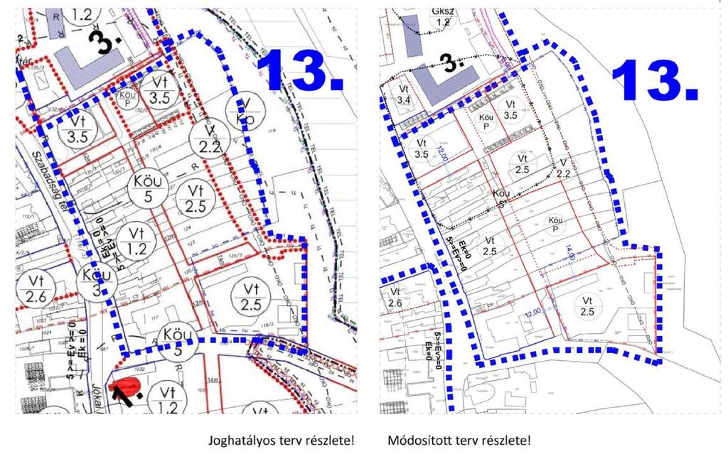 Vásárosnamény Belterület - Gyári út Szabadság tér közötti terület Rendezés célja és oka Parkoló kialakítása a frekventált városközponti területekhez kapcsolódóan.