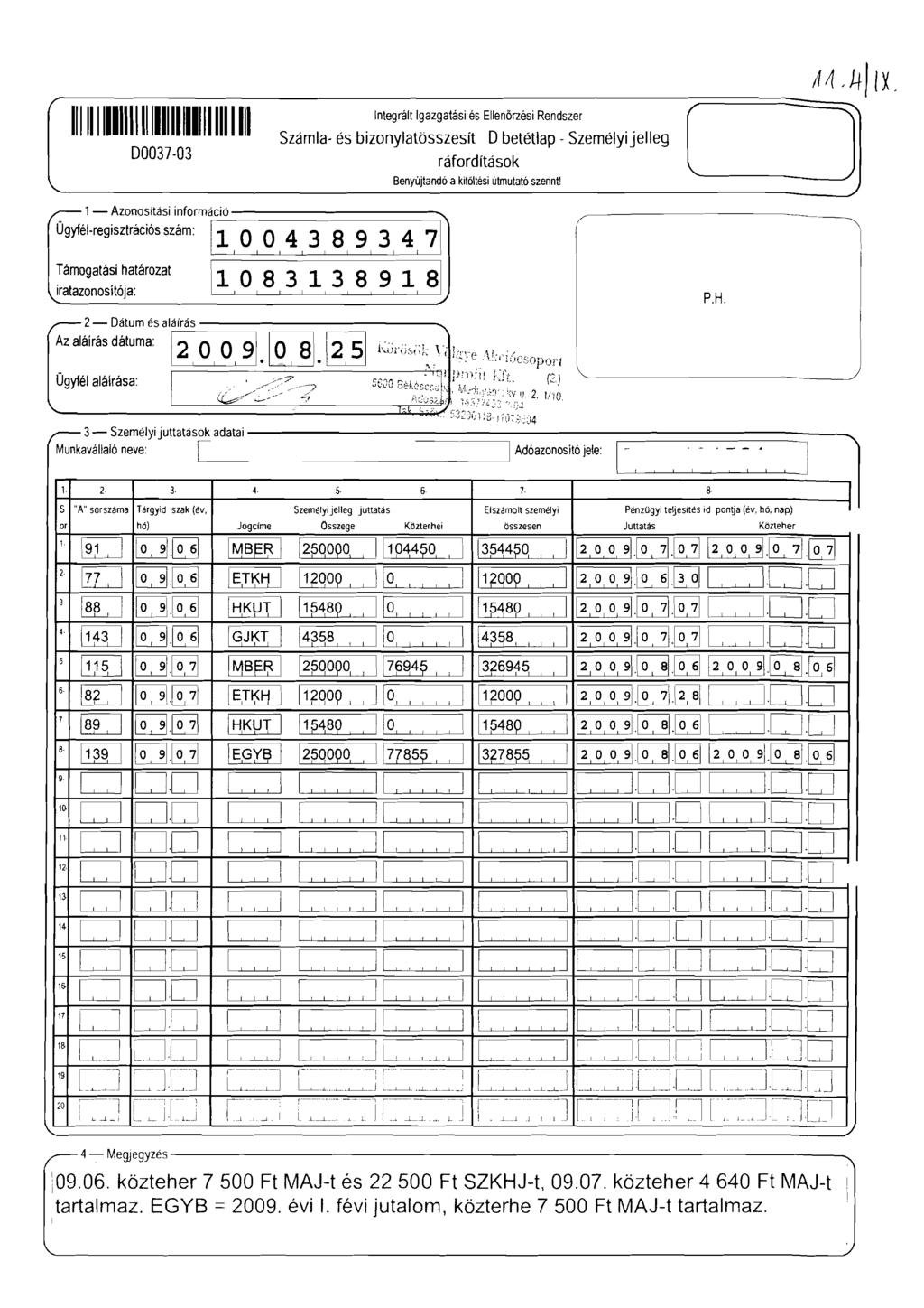 - Azonositasi informació '\ Ügyfé-regisztrációs szám: :ámogatá~i.