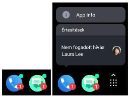 9 Érdekes funkciók alkalmazásikon megnyomásával és nyomva tartásával megtekintheti az értesítések tömör változatát. Lásd Ikonjelvények be- vagy kikapcsolása (29. Oldal).