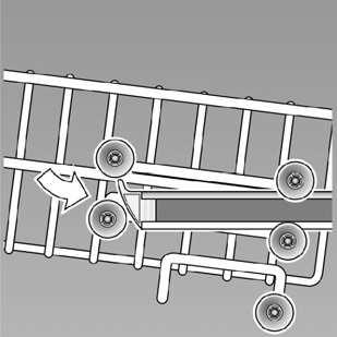 Sujetar el cto en el borde lateral superior a fin de evitar su caída brusca tras accionar las palancas lateral. Cto superior con juegos de ruedas superior o inferior 1.