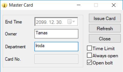 5.1 Mester (Master) kártya A Mester (Master) kártya az összes ajtózár nyitására képes a rendszerbe felvett eszközökből.