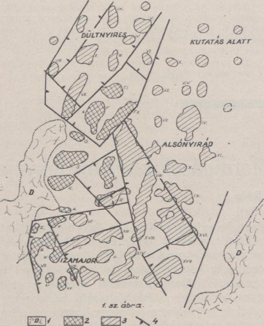 bauxitvastagság a 10 12 m -t nem haladja meg. az átlagos m élység 10 m a la tt m arad. (Izamajo r X, XI, A lsónyirád II.j. Több bauxitlencse egyik oldalával a b au xit képződése előtti karsztosodott törésvonalnak tám aszkodik.