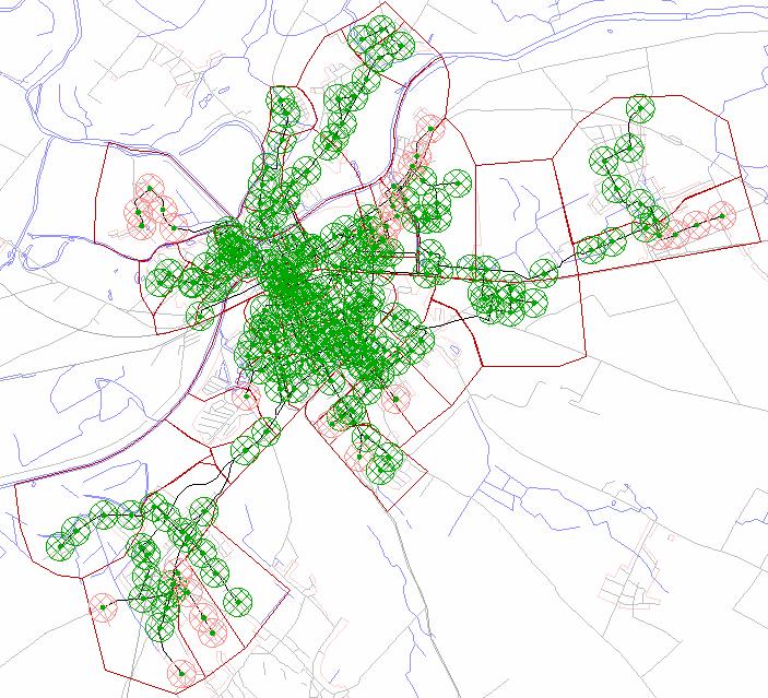 11. ábra: Győr város fedettségi ábrája (piros színnel az időszakosan kiszolgált megállóhelyek) Városrész Lakosszám Le nem fedett területen élők száma Le nem fedett területen élők aránya Adyváros