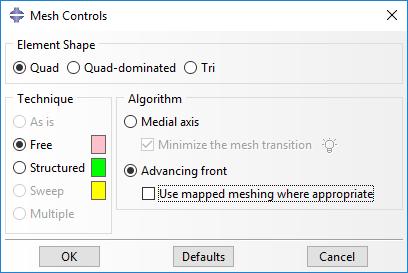 Assign Mesh Control-nál adjuk meg, hogy csak Quad elemeket használjon.