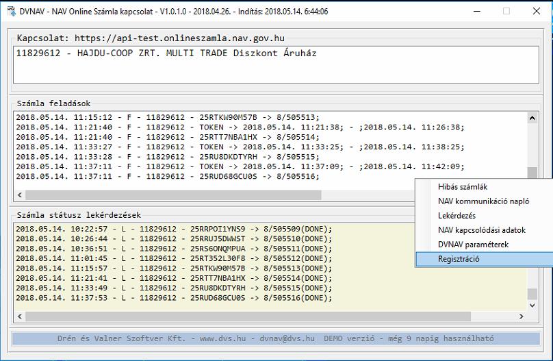 Ekkor megnyílik a DVNAV regisztrációs