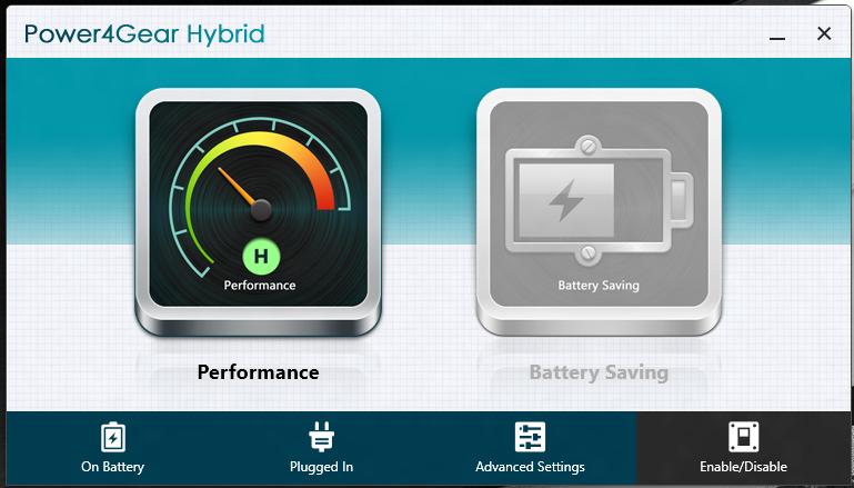 Power4Gear Hybrid Optimalizálhatja a Notebook PC teljesítményét a Power4Gear energiatakarékos üzemmódjai segítségével.