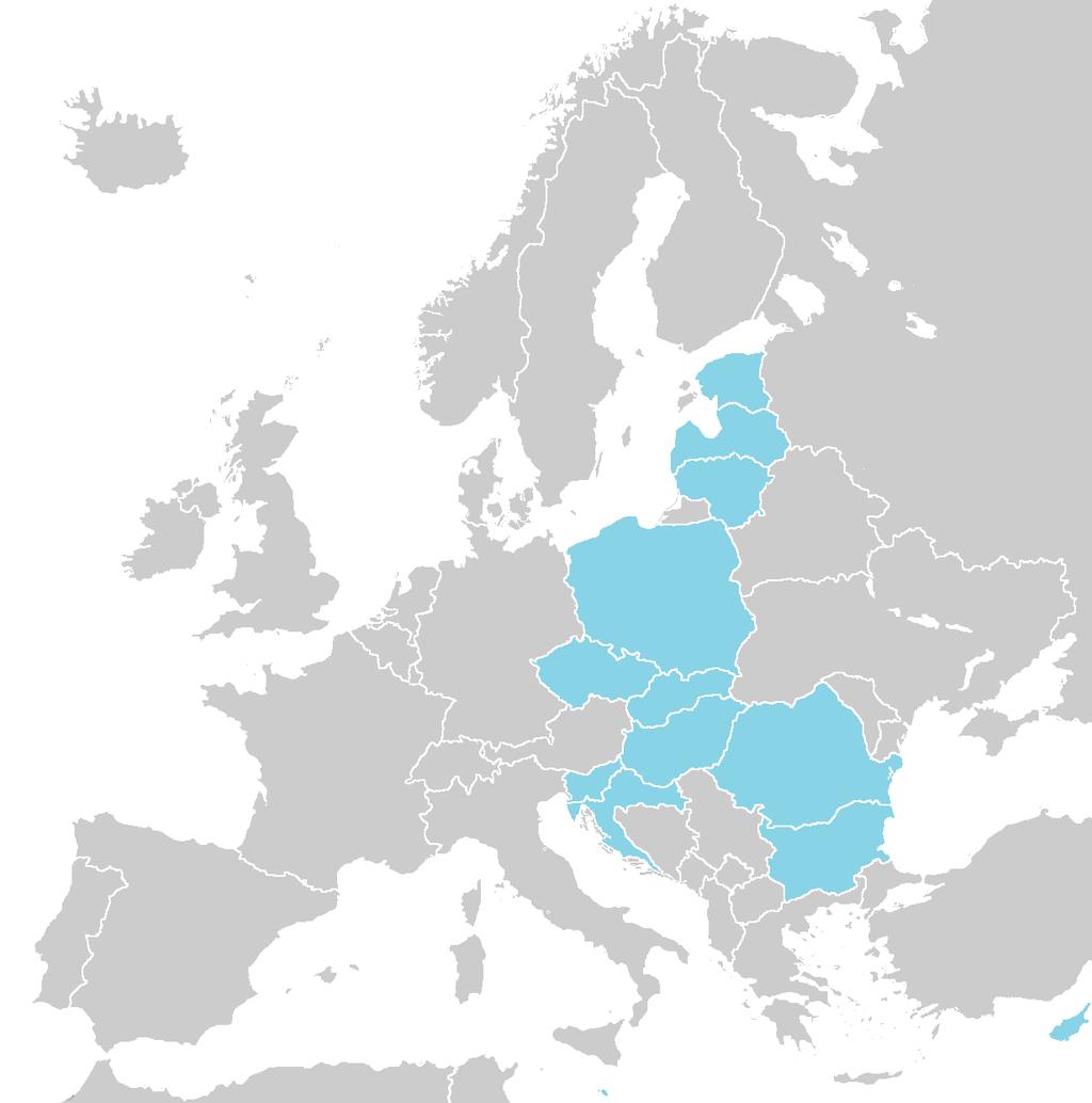 VIZSGÁLAT TERÜLETI LEHATÁROLÁSA 13 új EU tagállam (2004, 2007 és 2013-ban csatlakozók) Fővárosok: