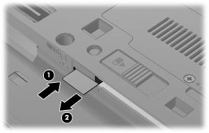 7. Nyomja meg a SIM modult (1), majd vegye ki a nyílásból (2). 8. Tegye vissza az akkumulátort. 9.