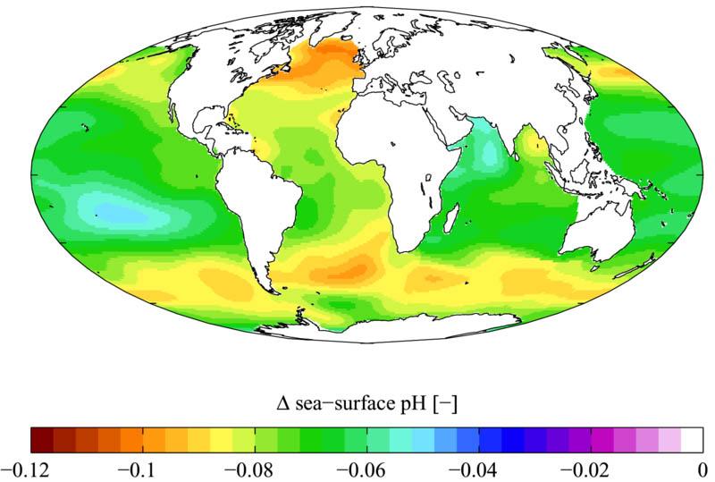 Ocean acidification is the name given to the ongoing decrease in the ph of the Earth s oceans, caused by their uptake of atmospheric carbon dioxide.