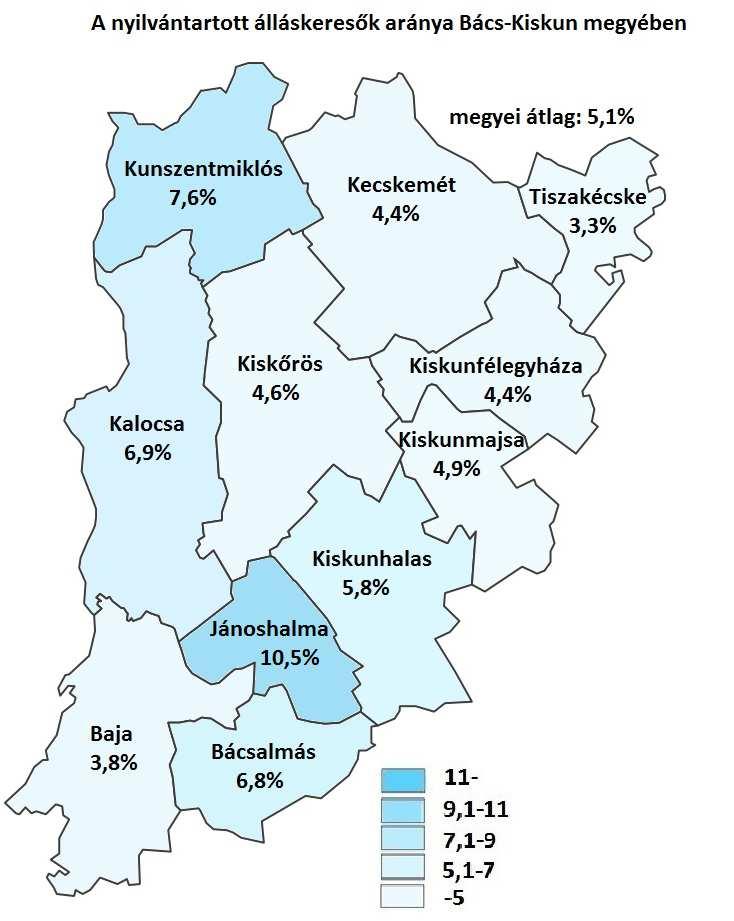 A megyei munkanélküliség jellemzői A nyilvántartott álláskeresők arányának alakulása (a gazdaságilag aktív népesség %-ában) Járás A nyilvántartott álláskeresők aránya, % a/ 2018 2018 2017 november