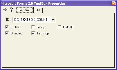 0 TextBox TextBox IDC_TEXTBOX_COUNT: