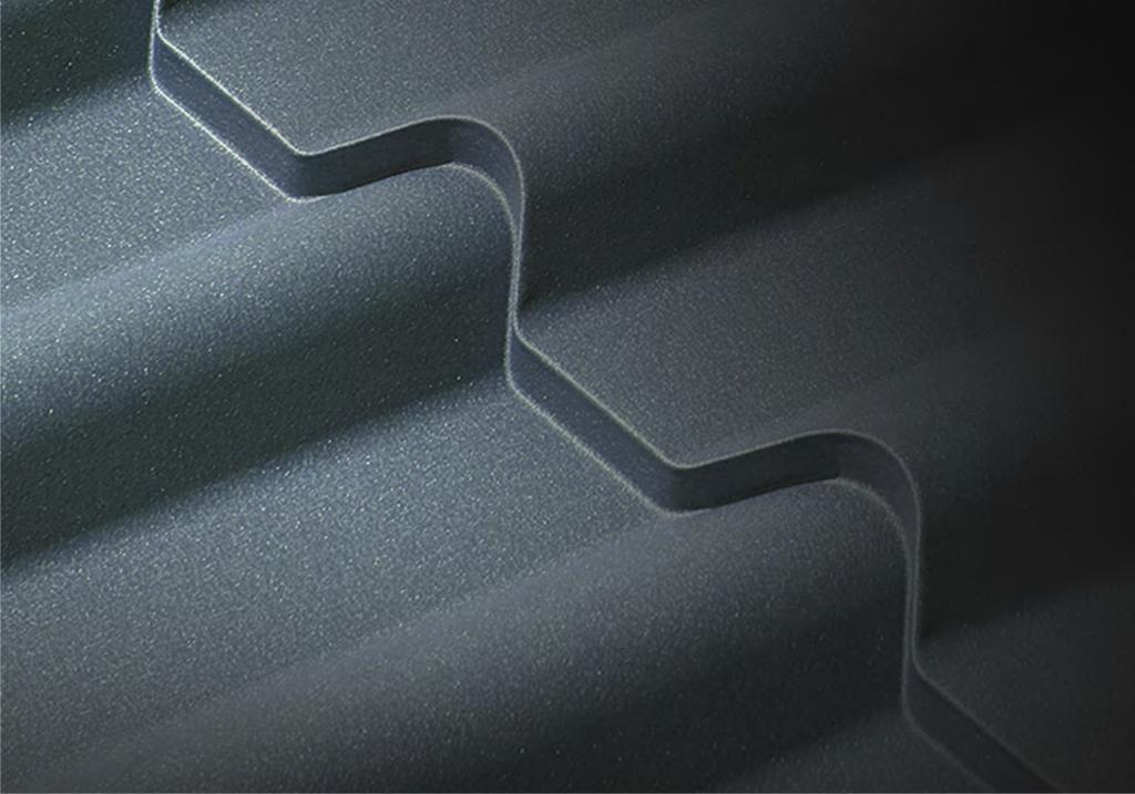 MATT Poliészter 30 µ Klasszikus termék cserepeslemezekhez PRÉMIUM BEVONATOK cink bevonat ZN 75 g/m - 0 µm (kétoldali) acélmag cink bevonat ZN - 0 µm alapozó lakk - 7 µm védő lakk - 5 µm alapozó lakk