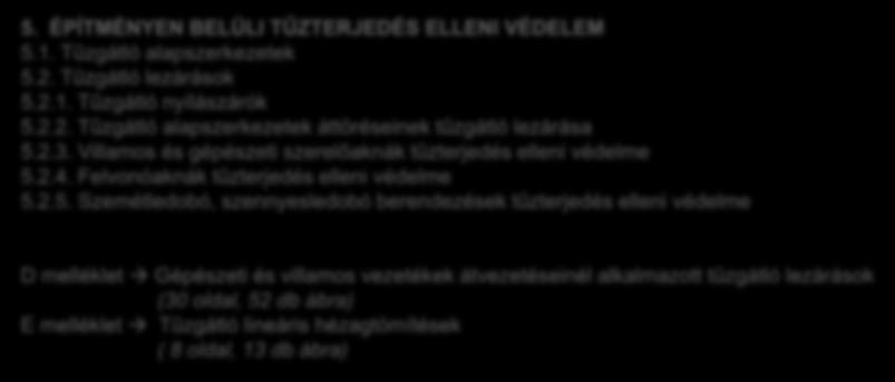 TŰZVÉDELMI MŰSZAKI IRÁNYELVEK 5. ÉPÍTMÉNYEN BELÜLI TŰZTERJEDÉS ELLENI VÉDELEM 5.1. Tűzgátló alapszerkezetek 5.2. Tűzgátló lezárások 5.2.1. Tűzgátló nyílászárók 5.2.2. Tűzgátló alapszerkezetek áttöréseinek tűzgátló lezárása 5.