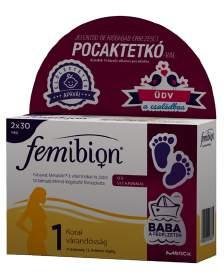 Baba-Mama Femibion 1 vitaminkészítmény pocaktetkóval, 2 havi adag, 30 + 30 db filmtabletta itaminkészítmény a