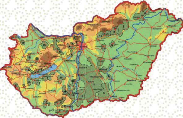 MAGYARORSZÁG BORVIDÉKEI HUNGARY S WINE-GROWING REGIONS UNGARNS WEIN ANBAUENDE GEBIETE 1. Ászár-Neszmély 12. Mátra 2. Badacsony 13. Pécs 3. Balatonfüred-Csopak 14. Mór 4. Balatonmellék 15.