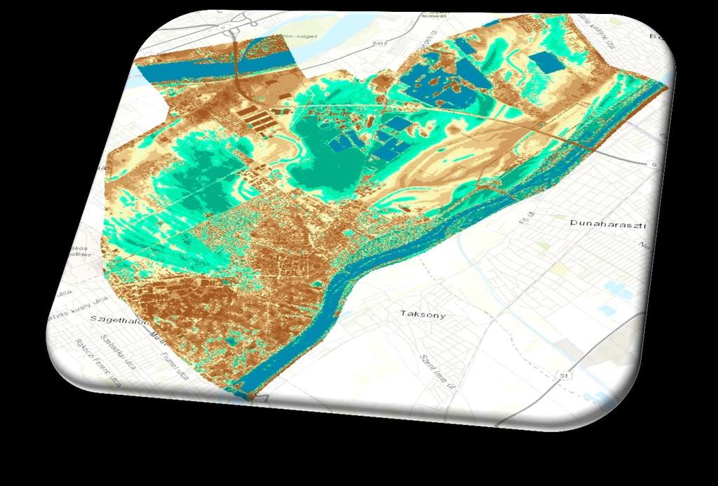 MEGOLDÁSOK I: CSAPADÉKVÍZ MODELL Modell előkészítő mérések: LIDAR, RGB, NIR felmérések elkészítése ESRI ArcGIS környezetbe illesztése Háttéradatok biztosítása a