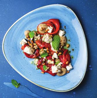 padlizsánkrém, pita Grilled Red Peppers, feta cheese with mint, aubergine purée and pita bread Allergének /