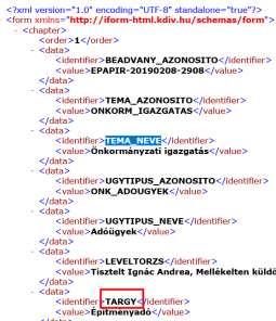 xml-ből lehet kiválasztani a megfelelőt és a lenti xpath-ben átírni. Ekkor az itt megadott mező értéke lesz a tárgy.