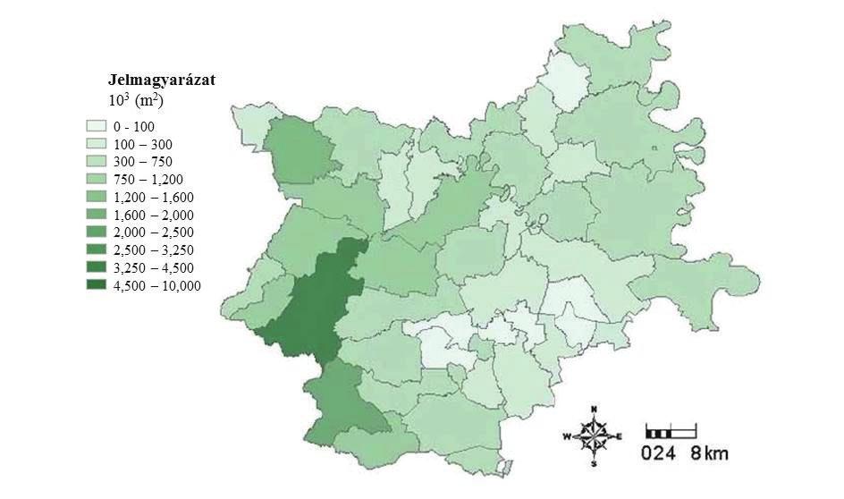 5.2. Ábra: A faállomány megoszlása Eszék-Baranya megyében. Forrás: Food and Agriculture Organization of the United Nations, 2009.