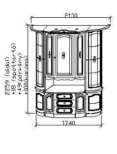 Modern tálaló szekrény Sarok fegyver szekrény balos, faragással Sarok fegyver szekrény jobbos faragással RE-1-17,