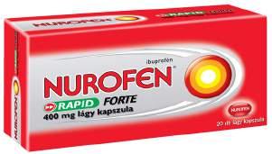 Nurofen Rapid Forte 400 mg lágy kapszula, 20 db (115 Ft/db) hatóanyag: ibuprofén A Nurofen Rapid Forte 2x gyorsabb felszívódású* lágy zselatin kapszulája