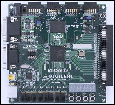 Digilent Nexys 2 Xilinx Spartan-3E FPGA, 500K / 1200K ekvivalens kapuval USB2 port (táp, konfiguráció, adat-transzfer egyben) Xilinx ISE/Webpack/EDK 16MB Micron